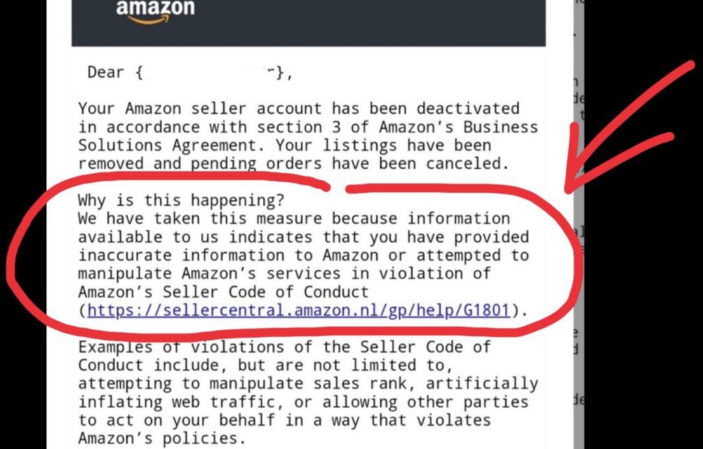 Account deactivated in accordance with section 3 of Amazon s Business
