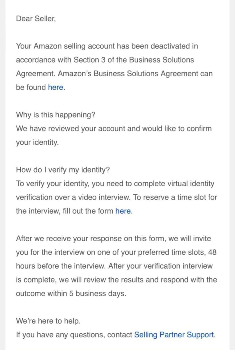 Amazon Seller Account Deactivated After Registration