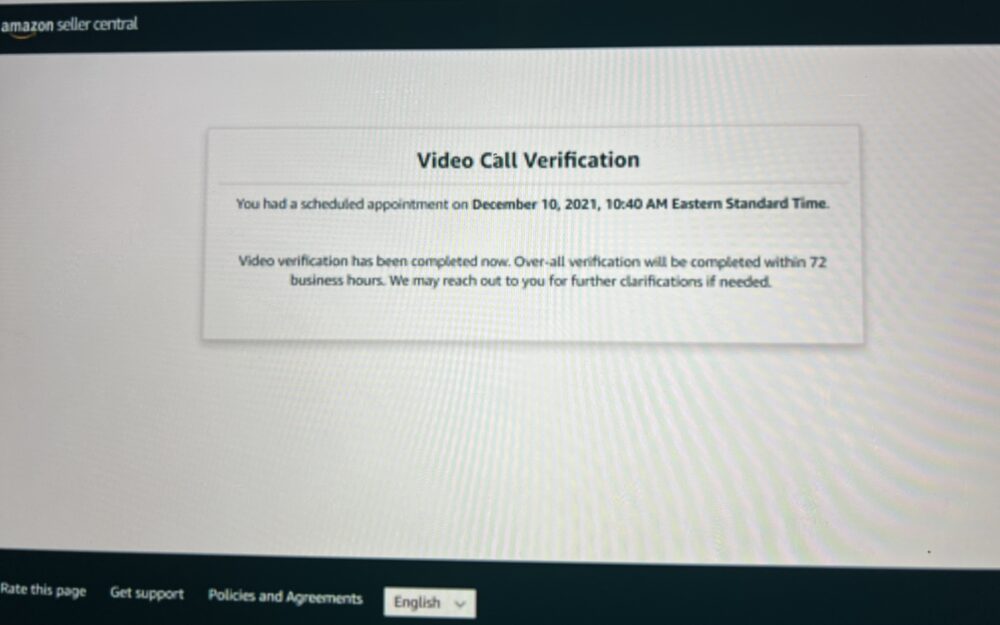 What does it mean when Amazon is requesting a video call Seller Identity Verification?