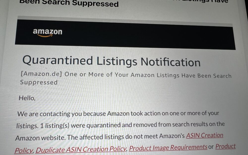 One or More of Your Amazon Listings Have Been Search Suppressed