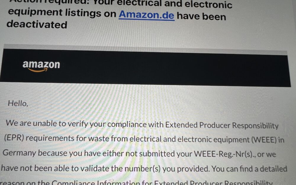 Amazon starts removing electronic equipment listings in Germany when no WEEE number is provided