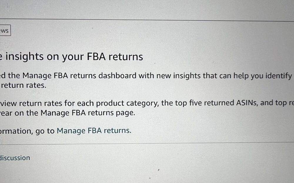 Amazon will be providing more insights for FBA returns