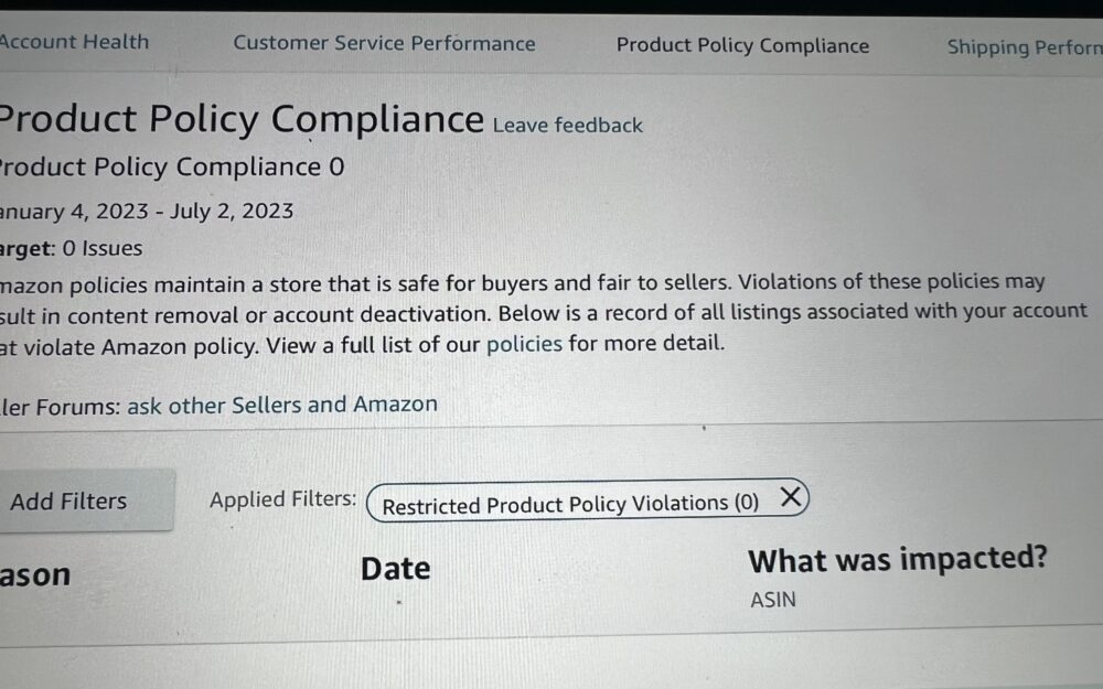 Amazon is now showing the reason for Restricted Products Policy Violations